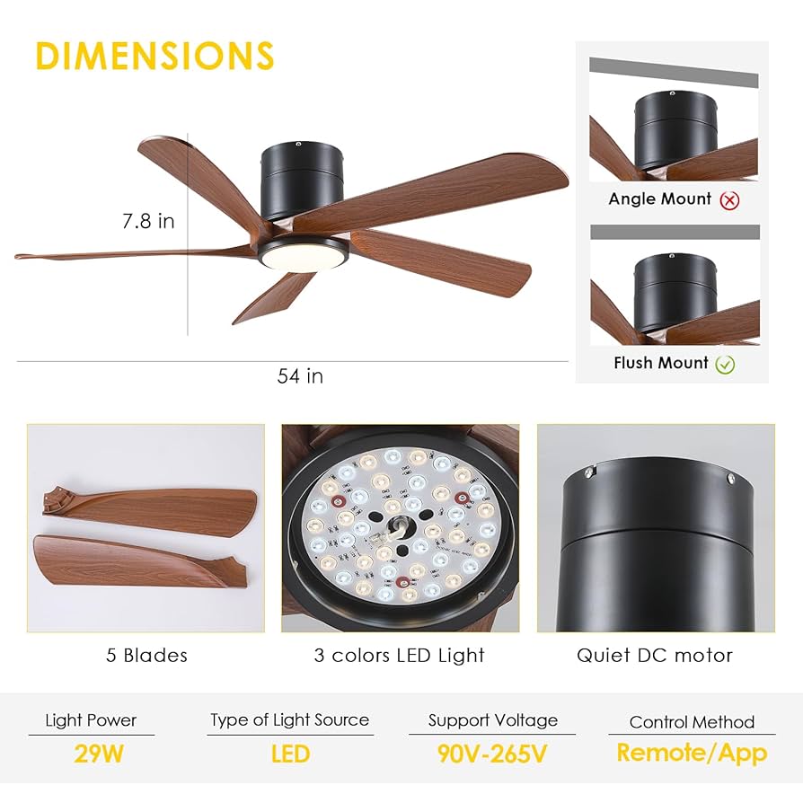 Kuroshige01★ CHESUR Black Ceiling Fans with Lights - 54